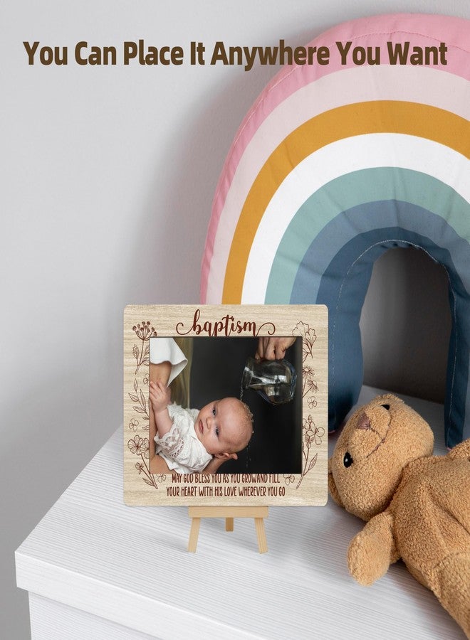 OXRUN Baptism Picture Frame, Blessings Baptism Gifts from Godparents, 4x6 Wooden Photo Frame with Easel, New Baby Christening Religious Gifts - A02 - Image 4
